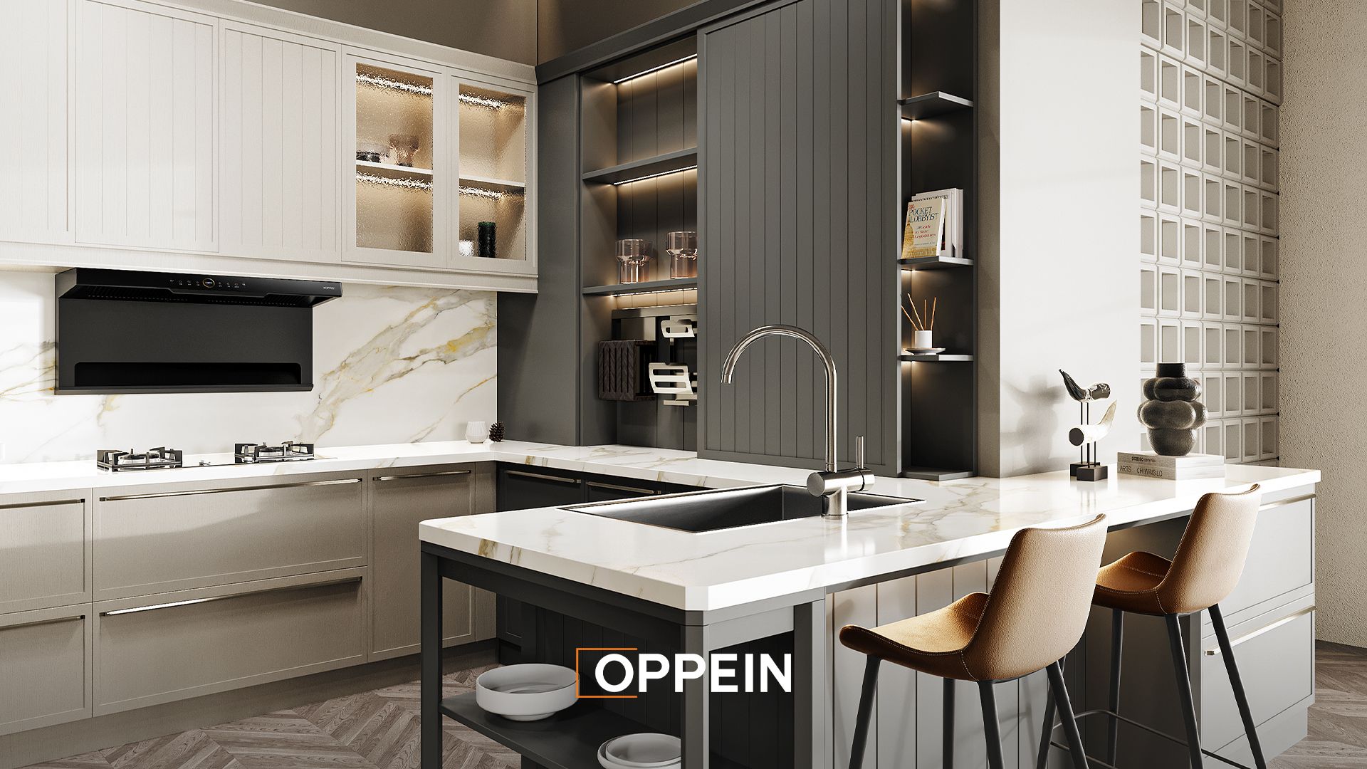 Tủ Bếp Phong Cách Mỹ Hiện Đại Màu Xám - VILOA 2 3