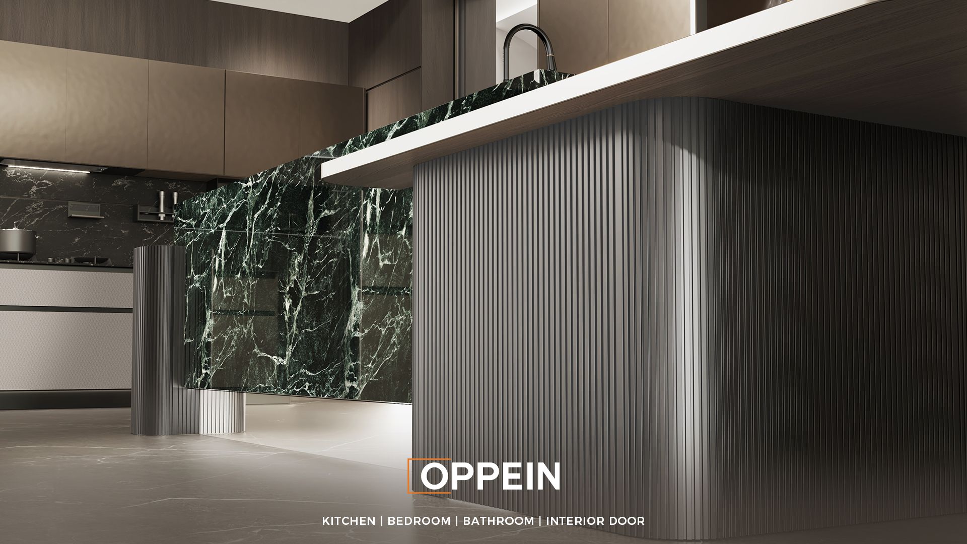 Tủ bếp cao cấp với đảo bếp xanh - Golden Years 3 4