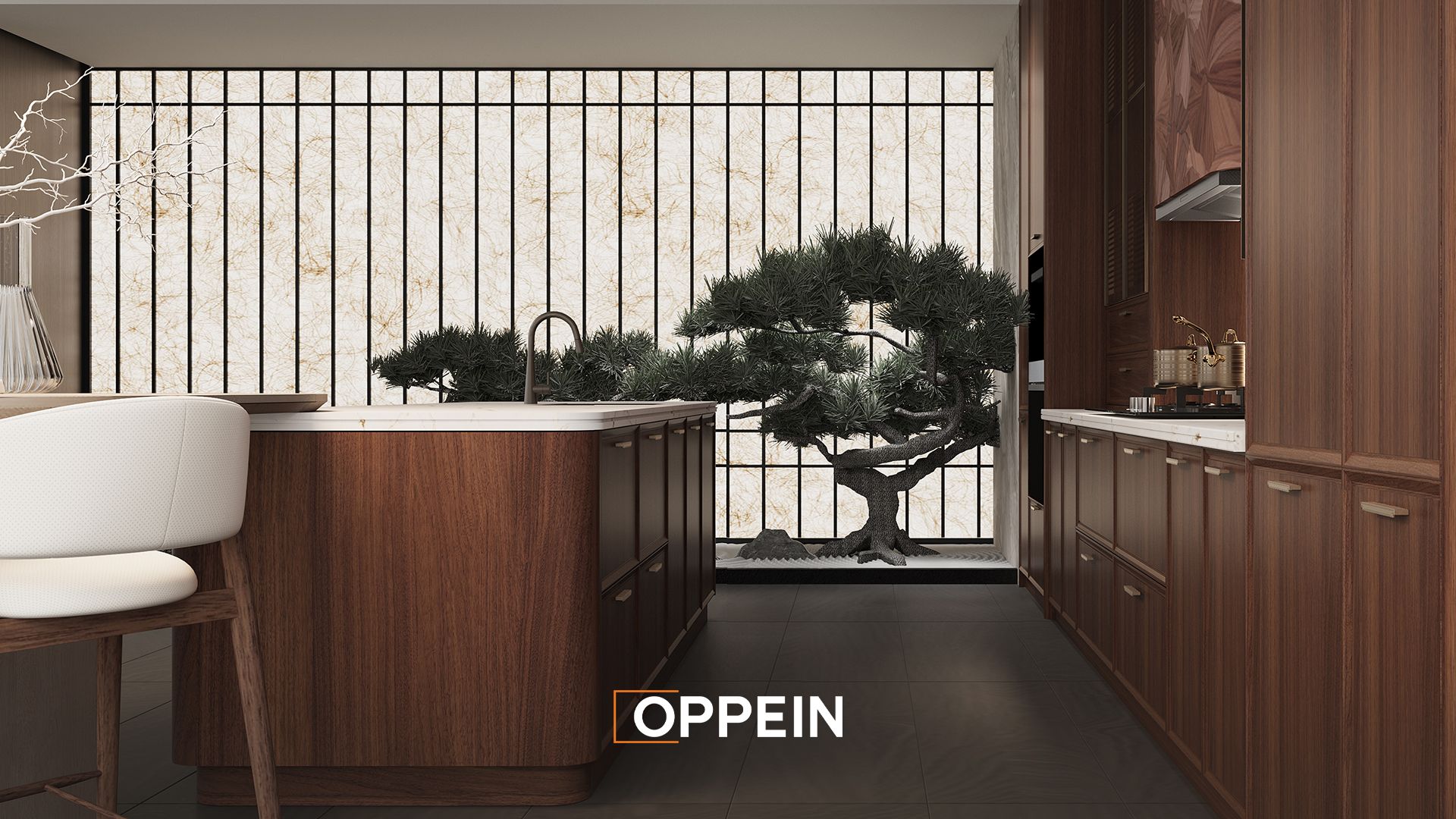 Tủ bếp cao cấp hiện đại gỗ óc chó - Tangfu II 3 4