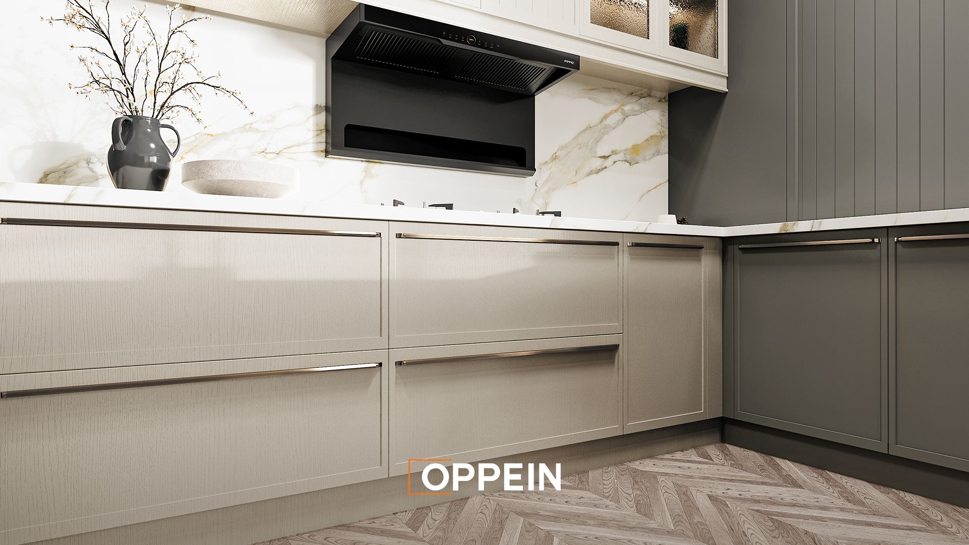 Tủ Bếp Phong Cách Mỹ Hiện Đại Màu Xám - VILOA 3 4